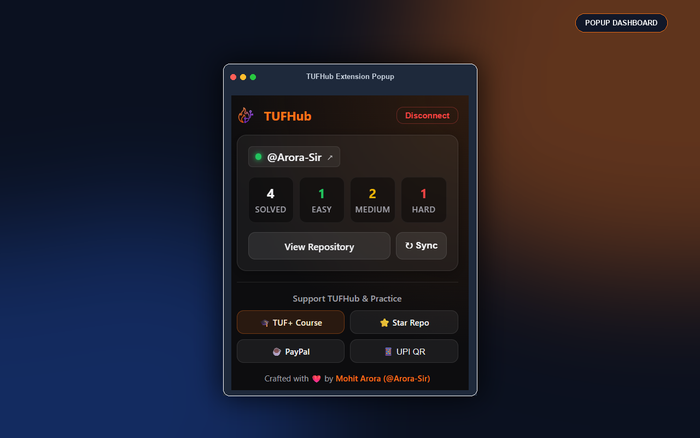 Live Extension Popup Card